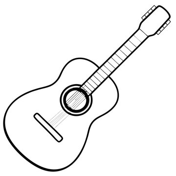 recommend clip art: Guitar outline silhouette. Music instrument line icon. Vector illustration.