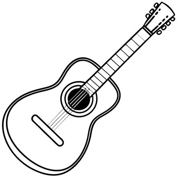 recommend clip art: Guitar outline silhouette. Music instrument line icon. Vector illustration.