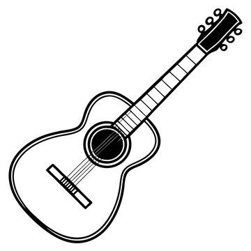 recommend clip art: Guitar outline silhouette. Music instrument line icon. Vector illustration.