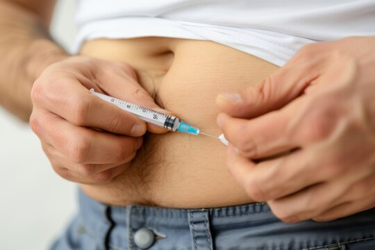 Person Injecting Insulin in Abdomen for World Diabetes Day Awareness.