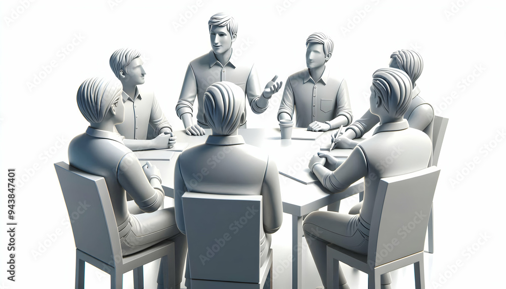 Aufkleber 3d candid moment of a manager addressing a team in a casual setting concept as a candid shot of a ma