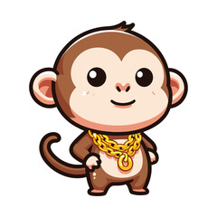 monkey character with gold chain necklace illustration