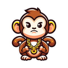 monkey character with gold chain necklace illustration