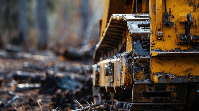 Close-up of a track feller buncher's cutting head
