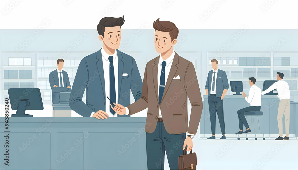Aufkleber flat manager candidly handling a customer complaint in a retail setting concept as a candid shot of 