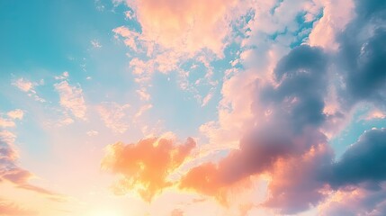 A sky filled with colorful clouds during a sunset, creating a stunning and serene atmosphere.