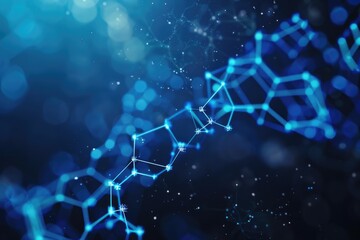 Blue futuristic background with chemical structural formulas