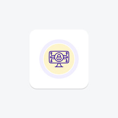 Cyber Lockdown icon, lockdown, security, protection, digital line icon, editable vector icon, pixel perfect, illustrator ai file