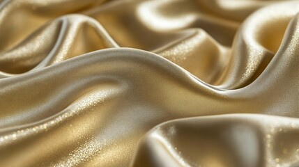 Obraz premium Elegant golden fabric with a luxurious sheen, displaying soft folds and sparkling highlights in a rich composition.