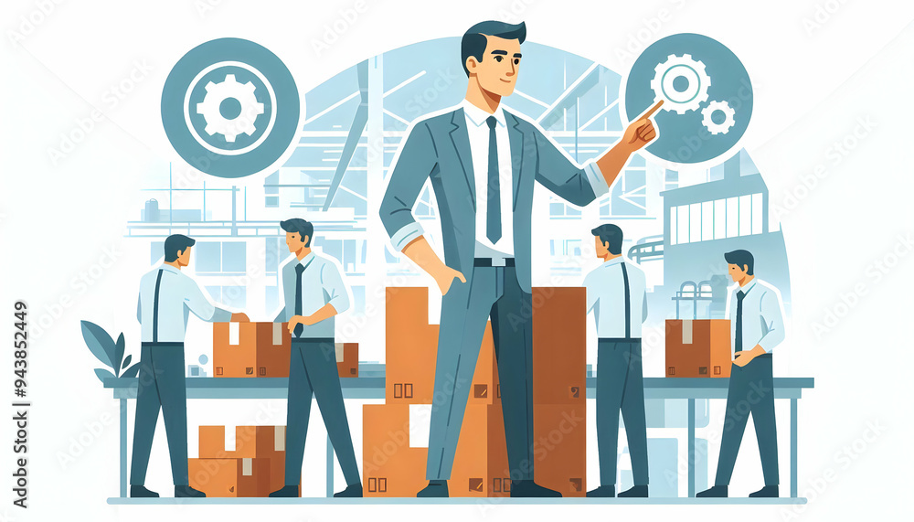 Aufkleber flat manager overseeing operations on the factory floor candid moment concept as a candid shot of a 
