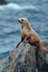 A California sea lion (Zalophus californianus) on a rock.