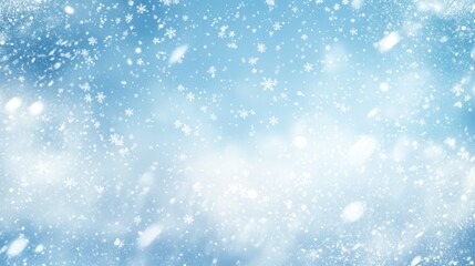 A winter sky with soft snowflakes falling against a pale blue background, evoking a cold and crisp feeling.
