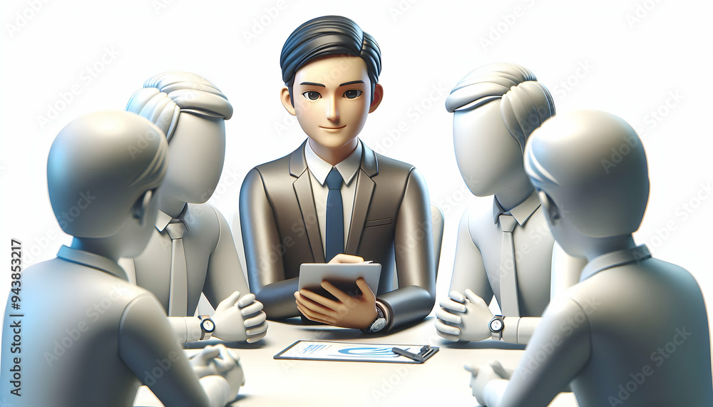 Aufkleber 3d candid moment of a project manager updating a team on project status concept as a candid shot of 