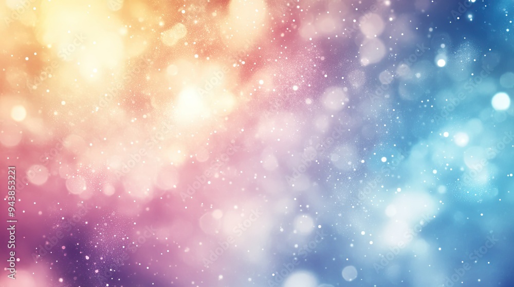 Poster abstract background with a mix of soft pastel colors and light bokeh effects, creating a dreamy and 