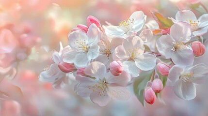 Fresh spring blossoms in a pastel bouquet, with delicate petals and soft tones. A charming display of nature's beauty in full bloom.