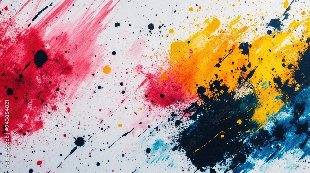 Aufkleber an abstract background with bright splashes of color on a white canvas, creating a lively and artist