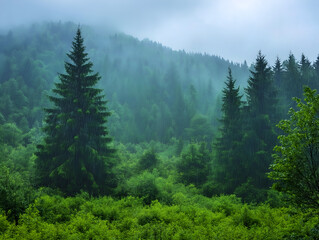Fototapeta premium pine forest in the morning