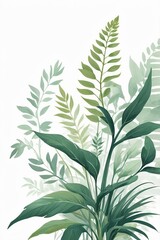Grüne Pflanzen Illustration Weißer Hintergrund