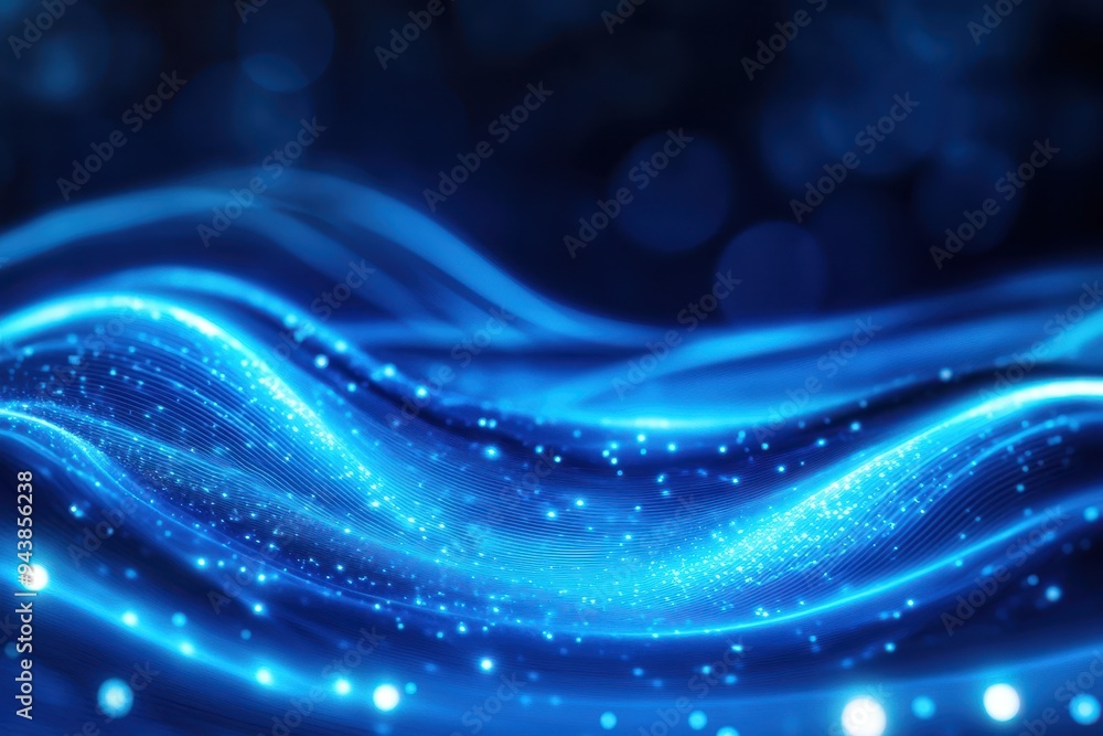 Leinwandbilder abstract blue light wave with sparkling particles, creating a futuristic and dynamic digital landsca