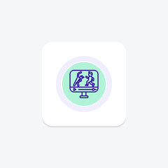 Virtual Workouts icon, workouts, online, exercise, fitness line icon, editable vector icon, pixel perfect, illustrator ai file