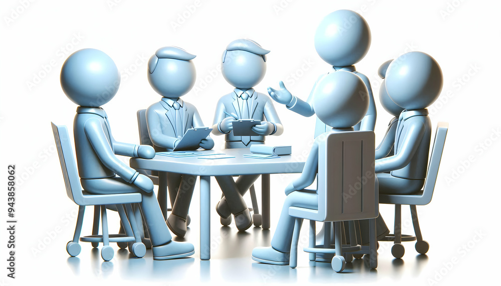 Aufkleber 3d team leader giving instructions during an informal brainstorming session concept as a candid mome