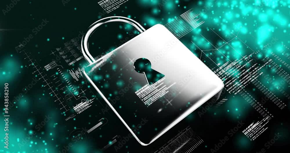 Aufkleber processing digital data, lock and keyhole animation