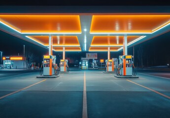 Gas Station at Night