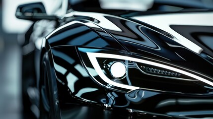 The sleek car headlight