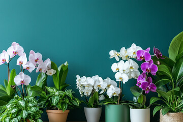 Naklejka premium 観葉植物と緑の背景