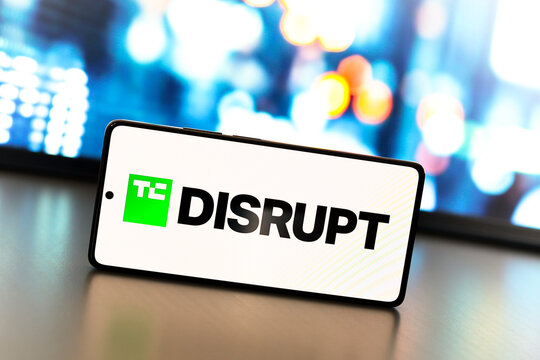 August 27, 2024, Paraguay. In this photo illustration, the TechCrunch Disrupt logo is displayed on a smartphone screen.