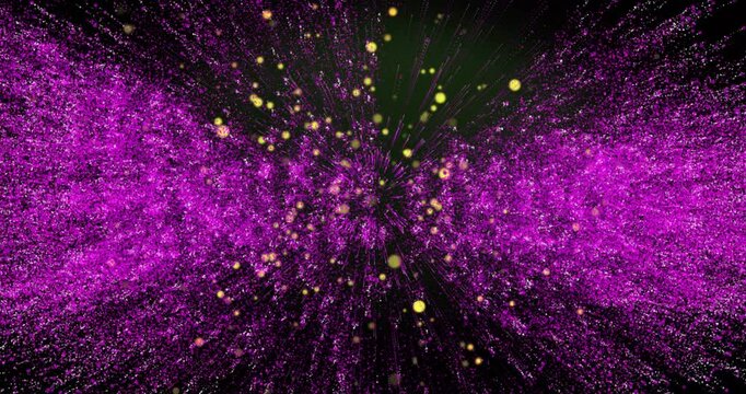 Glowing particles and light streaks forming abstract pattern, space animation
