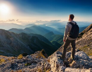 Fototapeta premium man enjoying the view from the top of a mountain