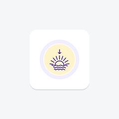 Sunset icon, dusk, evening, sun, horizon line icon, editable vector icon, pixel perfect, illustrator ai file