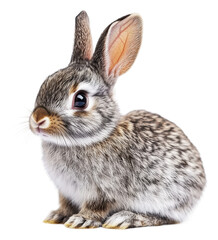 Obraz premium PNG Curious gray rabbit sitting on a white surface