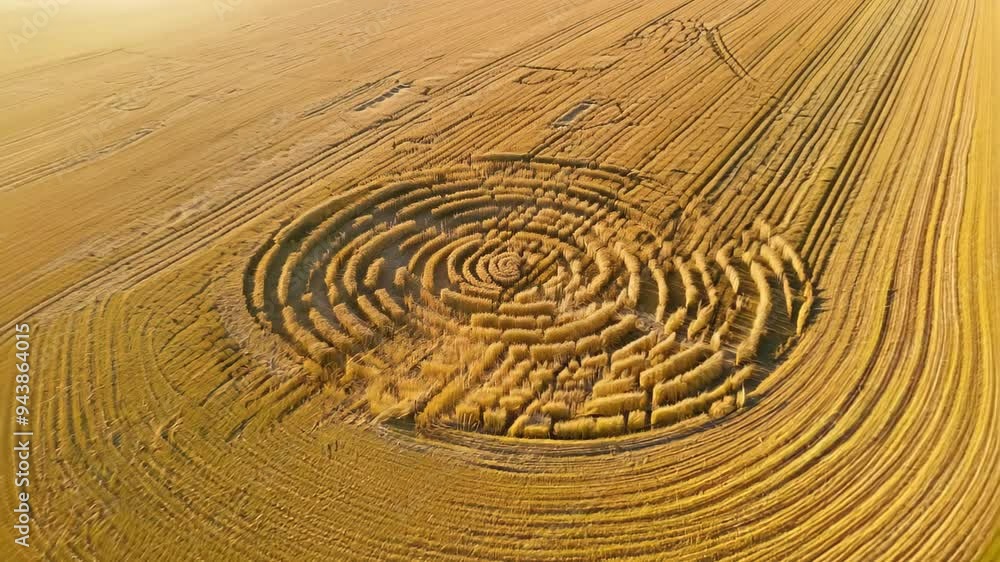 Poster aerial a vibrant field featuring a captivating spiral pattern at its center, creating a striking vis