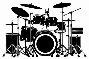 Drum Set silhouette vector illustration