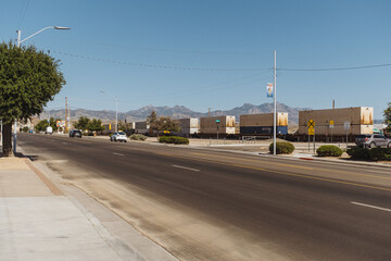 Train next to road in Arizona