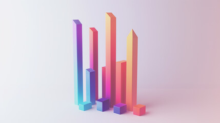 3D Holographic Graph with White Backdrop.