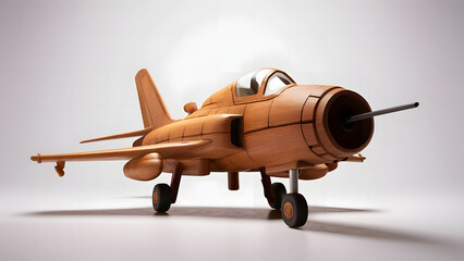 Professionally crafted 3D wooden model of Fighter Jet, with white background.
