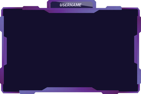 Futuristic gaming overlay facecam border with a dark center is showing the username in white letters