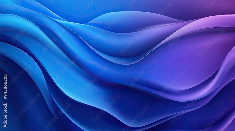 Poster a mesmerizing blend of blue and purple waves, creating a dynamic and fluid background for design and
