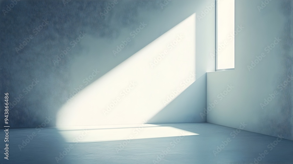 Poster a lone window casts a warm luminous glow into an empty minimalist room creating a serene and tranqui