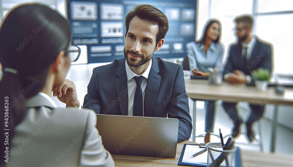 Aufkleber manager candidly handling a customer complaint in a retail setting concept as a candid shot of a man
