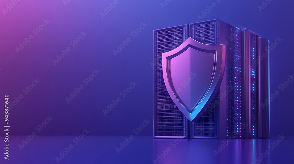 Aufkleber secure server with shield symbol representing data protection. cybersecurity concept with a modern s