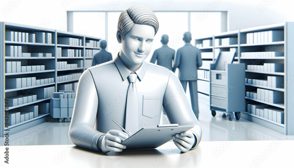 Aufkleber 3d manager candidly handling a customer complaint in a retail setting concept as a candid shot of a 