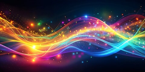 Obraz premium intertwining neon waves on a radiant blue, shimmering surface