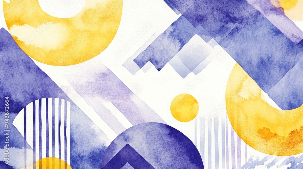 Poster watercolor illustration of hand drawn geometric shapes against a light background featuring a psyche