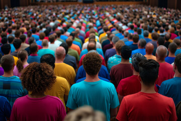 Large Group of People in Colorful Attire Attending an Event