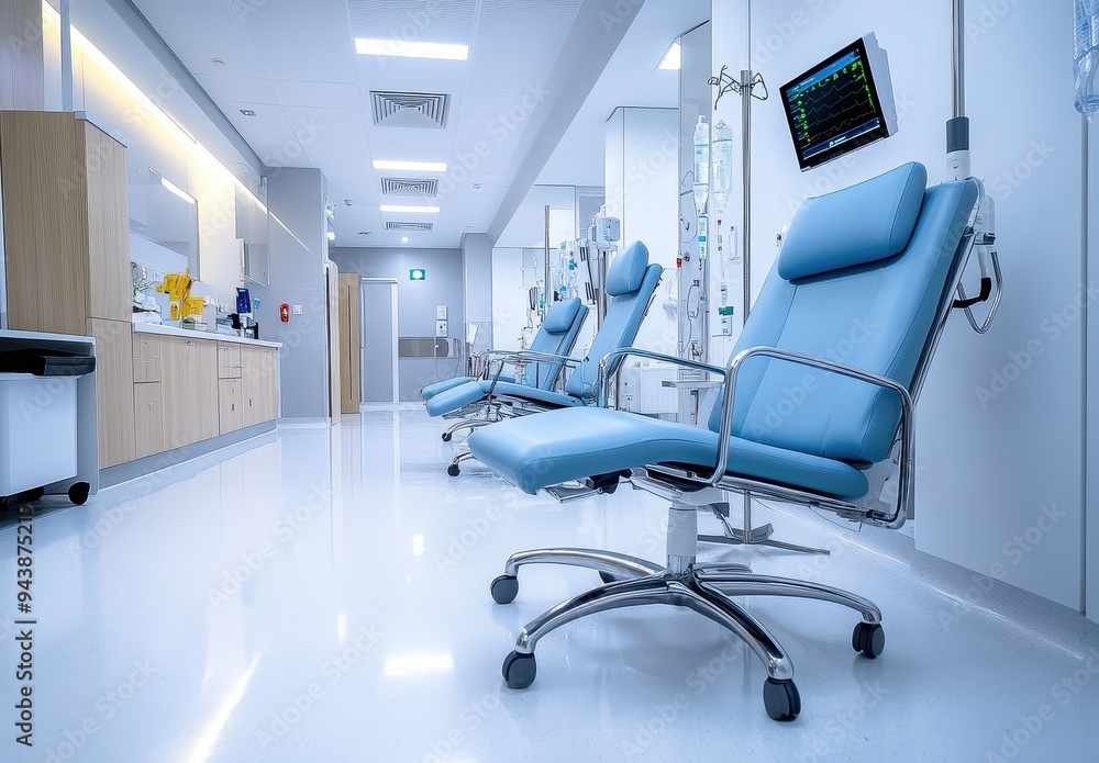 Poster Hospital Corridor with Reclining Chairs