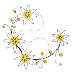 Colorful floral Corner Design Vector illustration in flat style , isolated in whote background